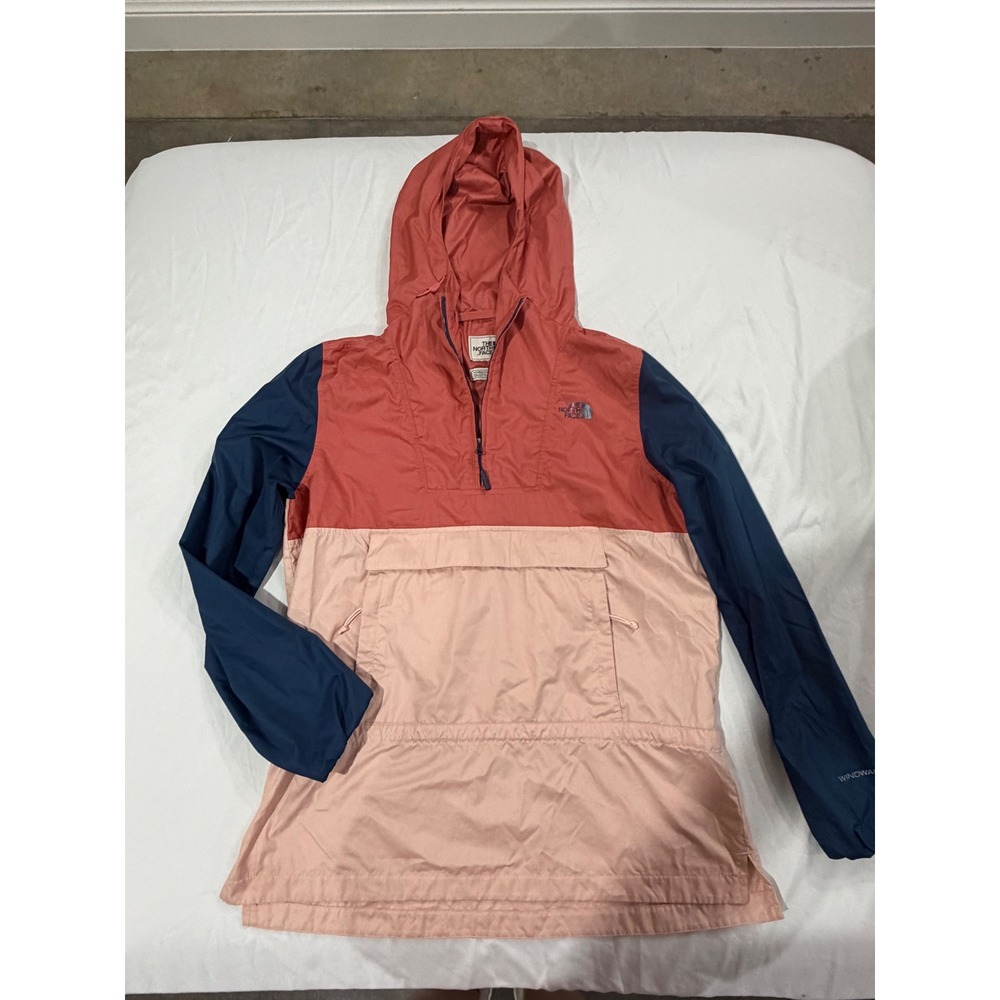 The North Face WindWall Anorak Jacket Womens Small Colorblock Orange Blue Pink